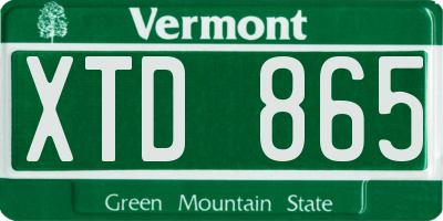 VT license plate XTD865