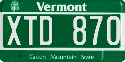 VT license plate XTD870