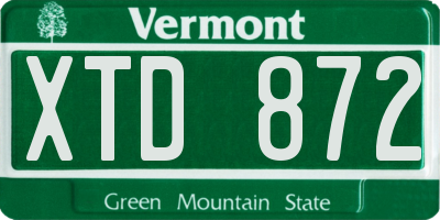 VT license plate XTD872