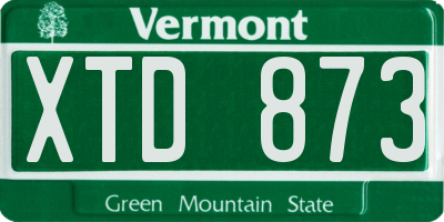 VT license plate XTD873