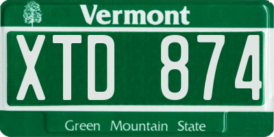 VT license plate XTD874