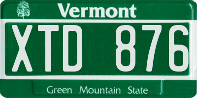 VT license plate XTD876