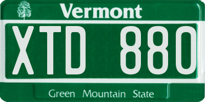 VT license plate XTD880