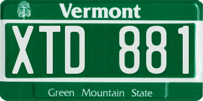 VT license plate XTD881