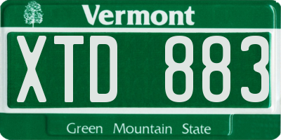 VT license plate XTD883