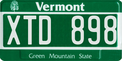VT license plate XTD898