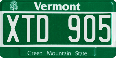 VT license plate XTD905