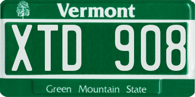VT license plate XTD908