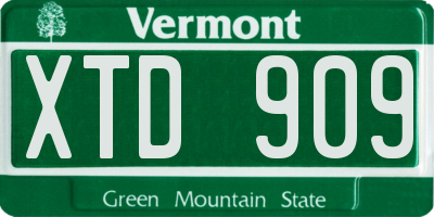 VT license plate XTD909
