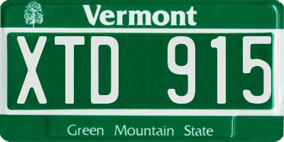 VT license plate XTD915