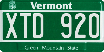VT license plate XTD920