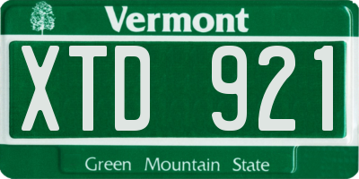 VT license plate XTD921