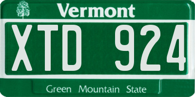 VT license plate XTD924