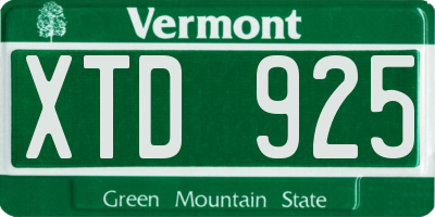 VT license plate XTD925