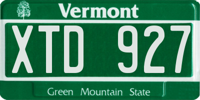 VT license plate XTD927