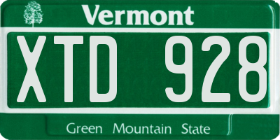 VT license plate XTD928