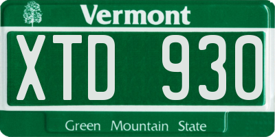 VT license plate XTD930