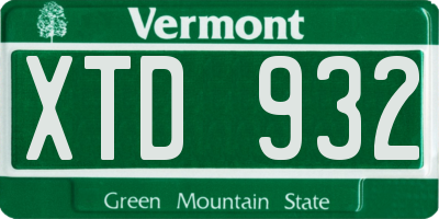 VT license plate XTD932