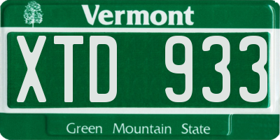 VT license plate XTD933