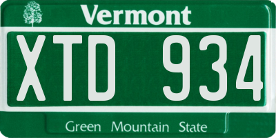 VT license plate XTD934