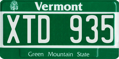 VT license plate XTD935