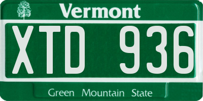 VT license plate XTD936