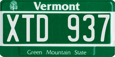 VT license plate XTD937