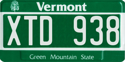 VT license plate XTD938