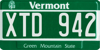 VT license plate XTD942