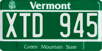 VT license plate XTD945