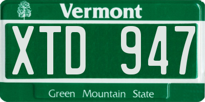 VT license plate XTD947