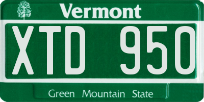 VT license plate XTD950