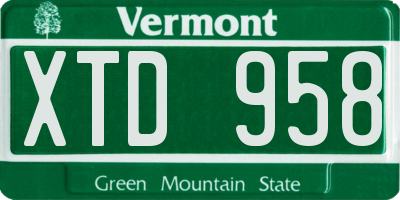 VT license plate XTD958