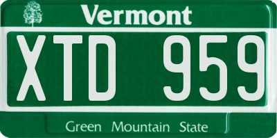 VT license plate XTD959