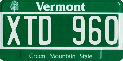 VT license plate XTD960