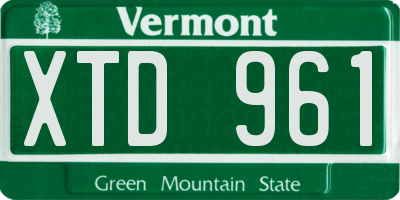 VT license plate XTD961