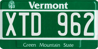 VT license plate XTD962