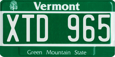 VT license plate XTD965