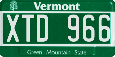 VT license plate XTD966