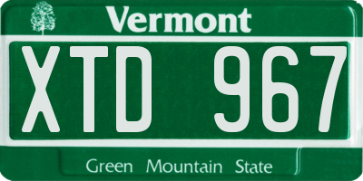 VT license plate XTD967