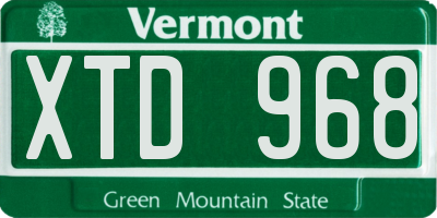 VT license plate XTD968