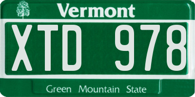 VT license plate XTD978
