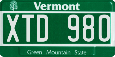 VT license plate XTD980