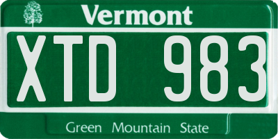 VT license plate XTD983