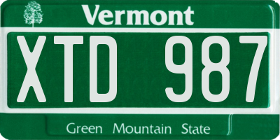 VT license plate XTD987