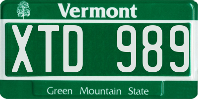 VT license plate XTD989