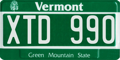 VT license plate XTD990