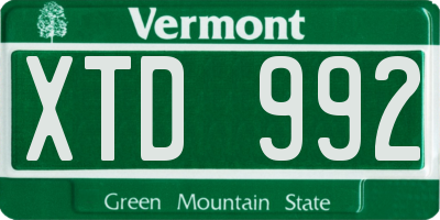 VT license plate XTD992