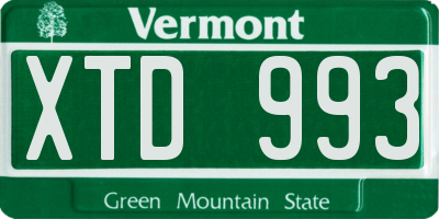 VT license plate XTD993