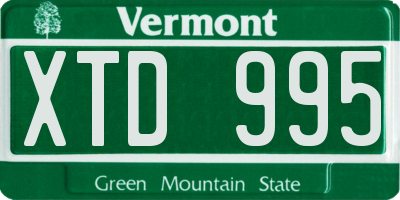 VT license plate XTD995